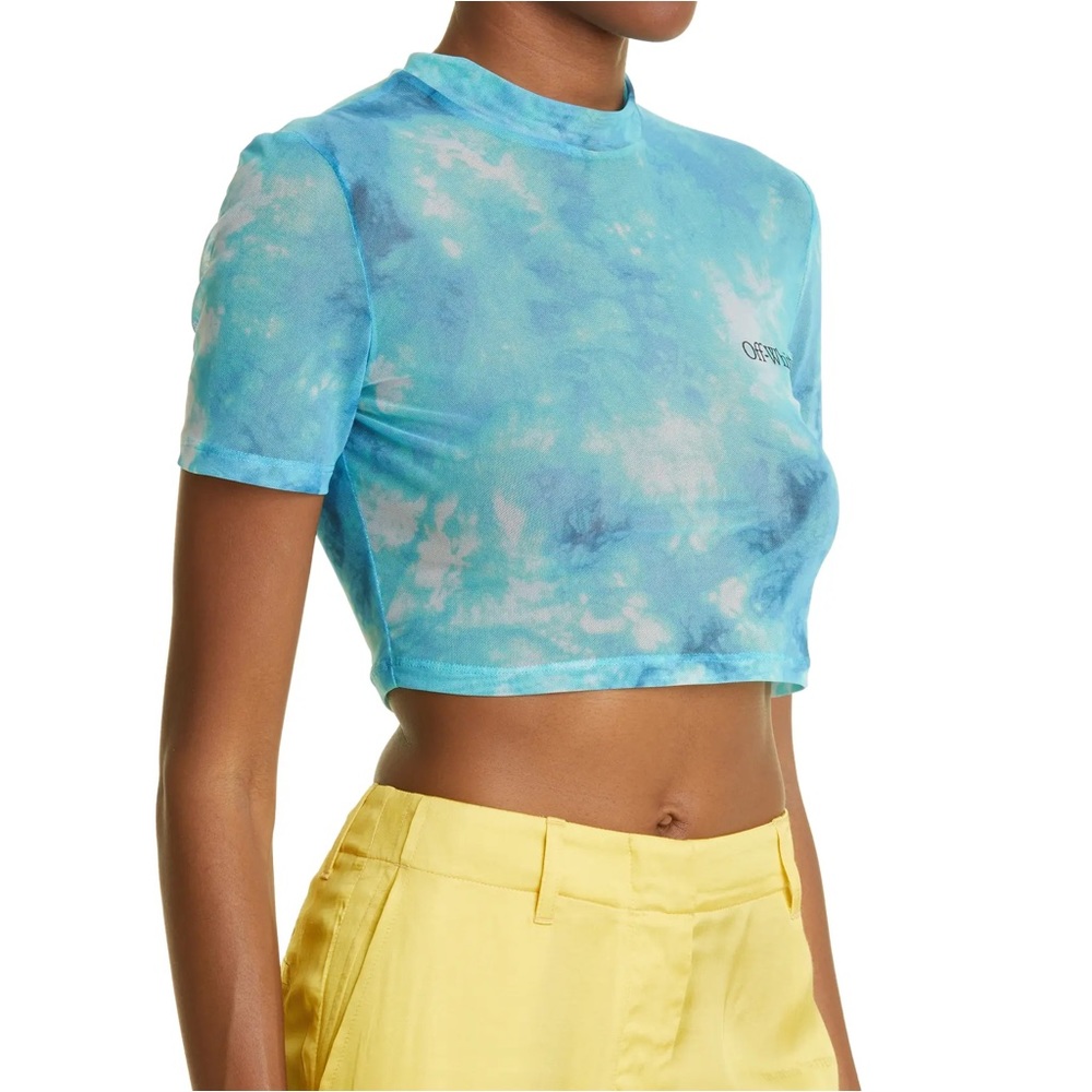 Off-White Tie Dye Mesh Crop Top - Picture 3 of 16